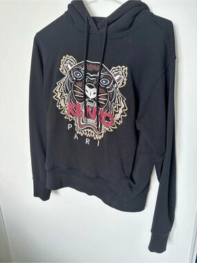 KENZO Tiger Embroidered Hoodie in Black